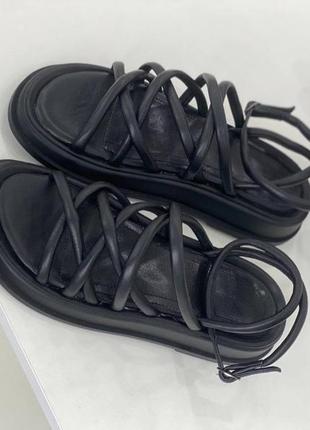 Женские босоножки без бренда чёрные, сандали летние на застёжке