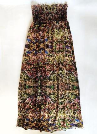 Цветочное длинное платье бандо на море отдых