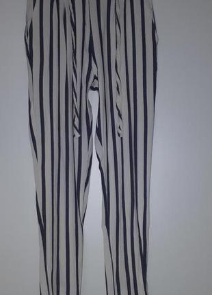 Летние брюки джоггеры в полоску лён stradivarius + подарок1 фото