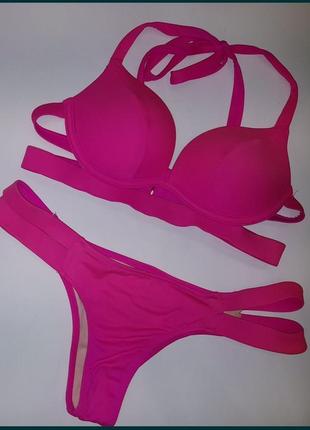 Купальник victoria's secret bombshell + itsy,малиновий,неоновий.