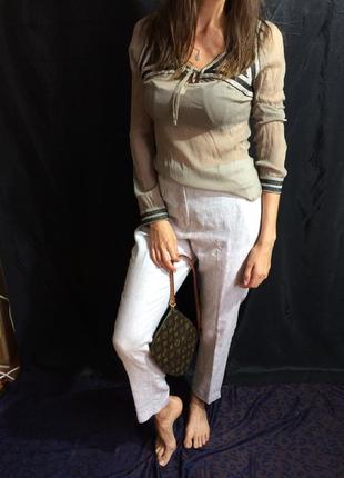 Блуза шифоновая серая  с длинным рукавом