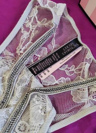 Трусики кружево бразилиана с камнями стразами р.м,л💕victoria's secret виктория сикрет вікторія сікрет оригинал7 фото