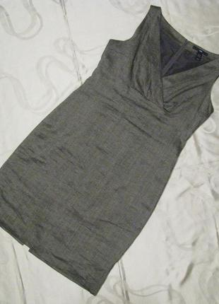 H&m сукню з рамі або тканина з кропиви та бавовни, сталевого кольору