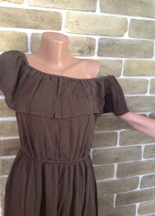 Новое платье сарафан хаки макси на плечи 100% вискоза размер 103 фото