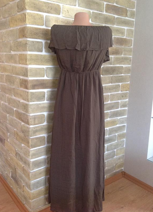 Новое платье сарафан хаки макси на плечи 100% вискоза размер 104 фото