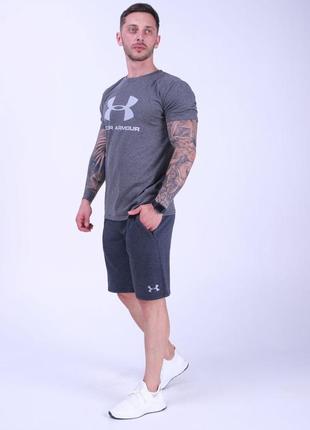 Стильний чоловічий літній спортивний костюм under armour футболка шорти сірий2 фото