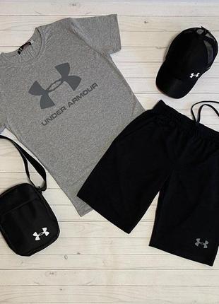 Мужской летний трикотажный спортивный костюм under armour футболка шорты