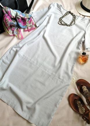 Базова лляна сукня плаття міді брендове натуральне сіре1 фото