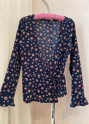 Блуза на запах в цветочный принт в цветочек zara mango asos