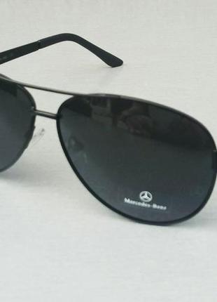 Mercedes benz очки капли мужские солнцезащитные черные в черном металле поляризированые