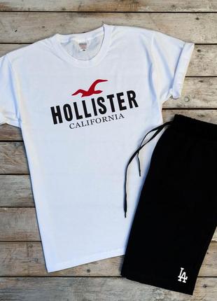 Комплект спортивный повседневный шорты + футболка с принтом hollister