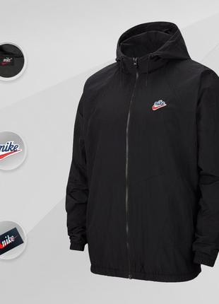 Стильна чоловіча осіння куртка куртка nike чорна з капюшоном найк