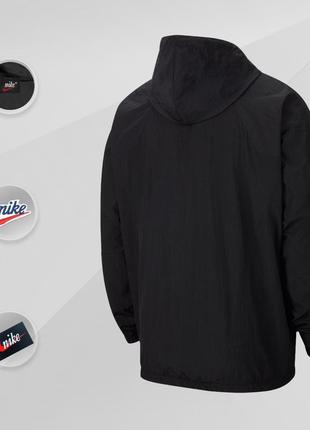 Стильная мужская осенняя ветровка куртка nike черная с капюшоном найк3 фото