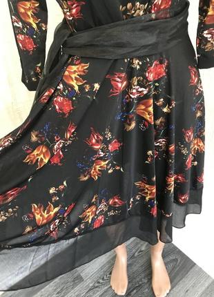 Шикарное яркое и  легкое платье цветочный принт6 фото