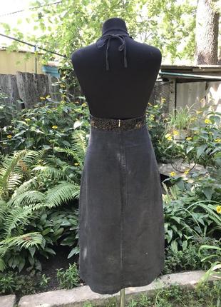 Сарафан лляне плаття графітове натуральне з вишивкою рамі кропива french connection7 фото