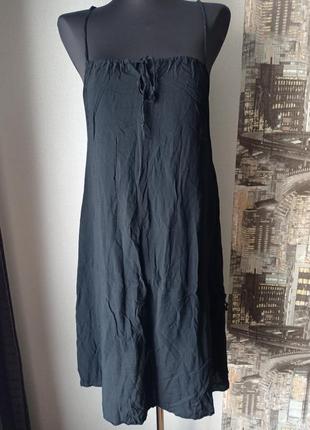 Пляжное платье-сарафан с красивой спинкой, хлопок, вискоза, цвет черный, размер 48-522 фото