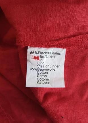 55% лен 45% хлопок . красная блузка рубашка сорочка короткий рукав . большой размер6 фото