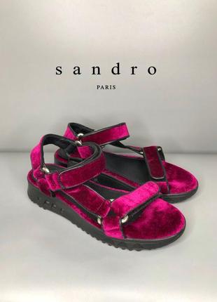 Sandro оригинал кожаные велюровые босоножки класса люкс на липучках удобные сандали rundholz owens1 фото