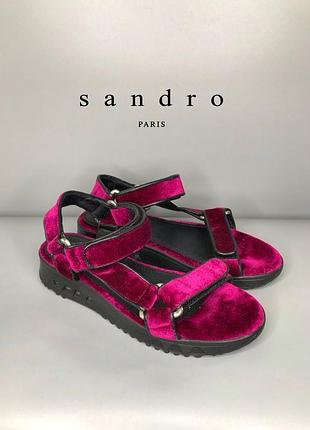 Sandro оригінал шкіряні велюрові босоніжки класу люкс на липучках зручні сандалі rundholz owens