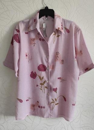 Рожева блузка в квітковий принт розмір 54-581 фото
