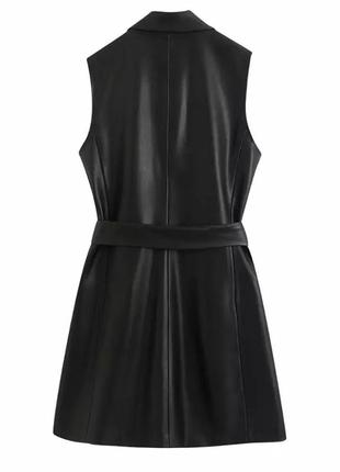 Женское винтажное платье-блейзер в стиле рок, из пу кожи3 фото