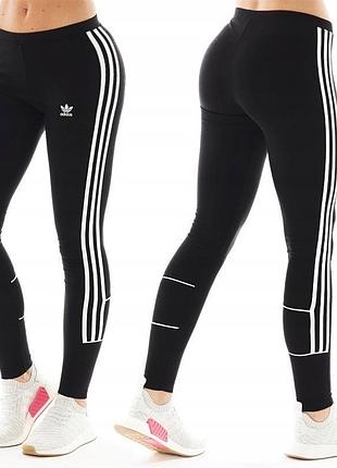 Легінси лосини три смужки adidas originals womens 3 stripes leggings black