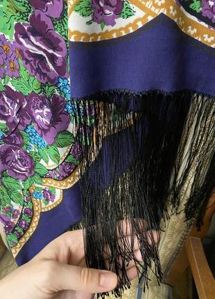 Шелковый платок с длинной бахромой2 фото