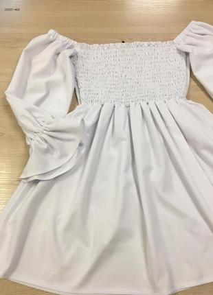 Летнее белоснежное платье мини3 фото
