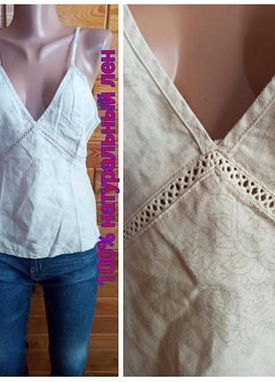 100% натуральний льон. класна лляна туніка майка на бретельках. нова без бірки