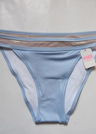 Новые нежно-голубые светло-голубые плавки victoria's secret pink оригинал купальник ткань с шиммером