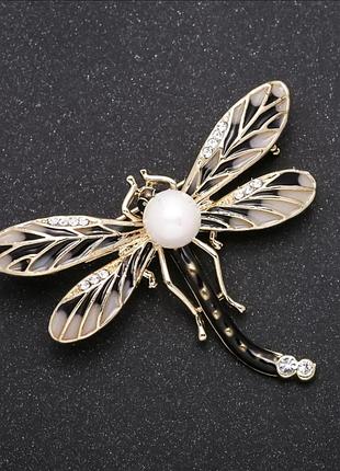 Брошка бабка з перлами майорка