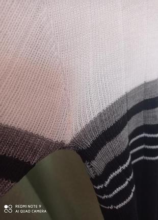 Р2. белый серый черный пуловер джемпер с п-образным вырезом  полоска4 фото