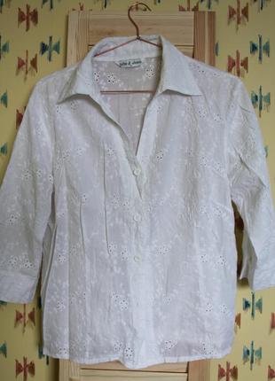 Якісна мереживна блуза з літнього коттону m-l1 фото
