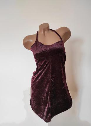 Платье сарафан new look бордовое вилюр бархат бархатное вечернее бретели1 фото