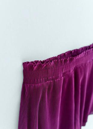 Шорты фиолетовые плиссированные на эластичном поясе zara2 фото