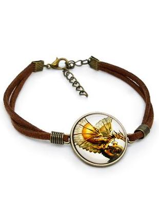 🐉🔥 браслет-фенечка з кабошоном "дракон" в стилі стімпанк бронза