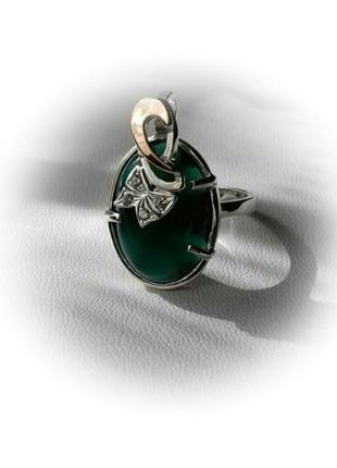 🫧 18 размер кольцо серебро с золотом хризопраз зелёный