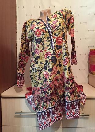 Рубашка туника с принтом / блуза длинная