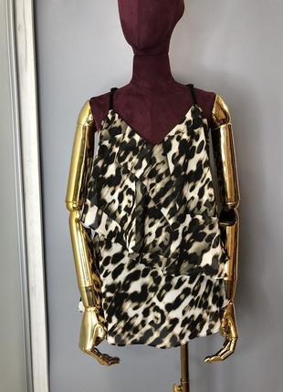 Guess шифоновый топ майка блузка с рюшами леопардовый принт животный анималистический owens lang r4 фото