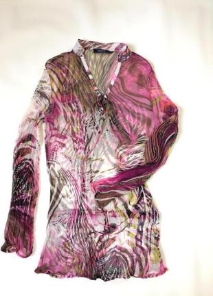 Блуза  розовая цветочный принт  натуральный  шёлк