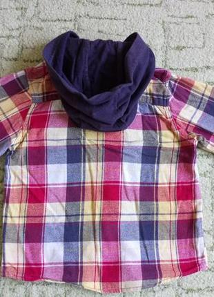 Бредовая рубашка в клетку с капюшоном и карманами5 фото