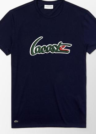 Новая мужская трикотажная футболка с принтом lacoste синяя