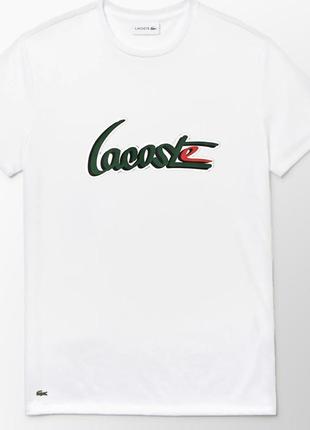 Новая мужская трикотажная футболка с принтом lacoste белая хлопковая майка