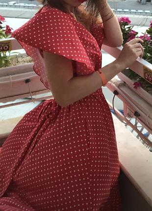 Платье красное в горох 2