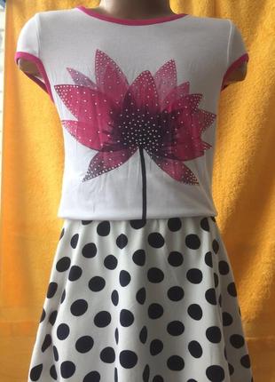 Легке літнє трикотажне плаття для дівчинки бавовна /віскоза розмір ріст 122 128 134 marions