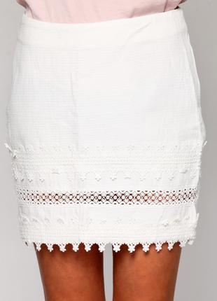 Юбка h&m белого молочного цвета с кружевами размер 36