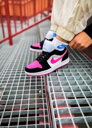 Nike air jordan 1 low "white/black/pink женские деми черно розовые кроссовки найк жіночі чорно рожеві кросівки5 фото