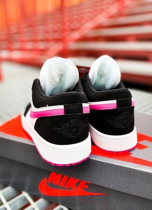 Nike air jordan 1 low "white/black/pink женские деми черно розовые кроссовки найк жіночі чорно рожеві кросівки2 фото