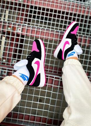 Nike air jordan 1 low "white/black/pink женские деми черно розовые кроссовки найк жіночі чорно рожеві кросівки8 фото