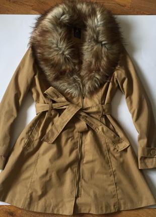 Тренч плащ пальто з хутром відстібним